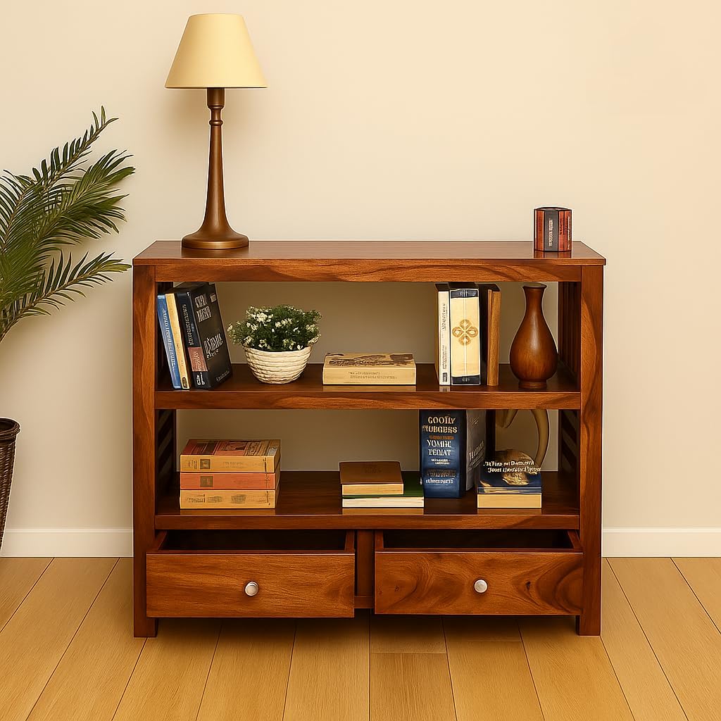 Bhagwati Art Sheesham Wood Console Table with 2 Drawers & 3 Shelves – view 4