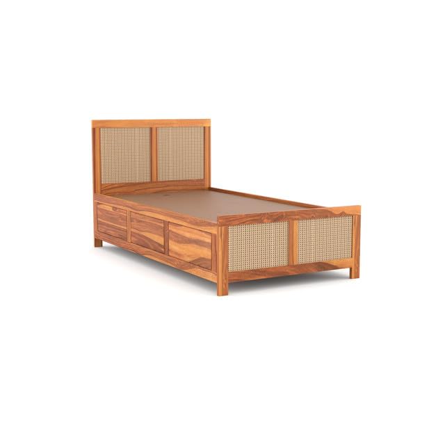 Bhagwati Art Sheesham Single Bed with Box Storage – 4 Jali Rattan Cane – view 4