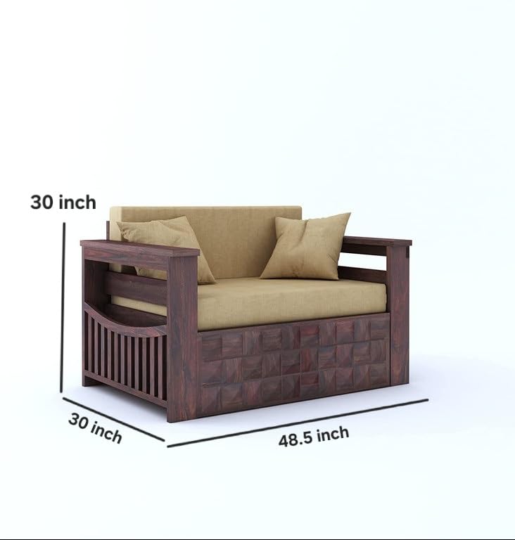 2 seater sofa cum bed dimensions, Walnut finish