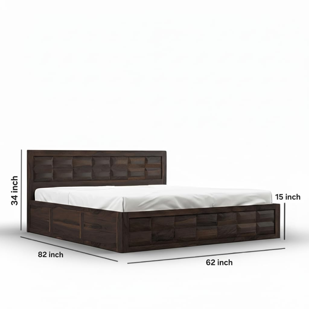Queen size Barfi bed in Walnut finish with dimensions