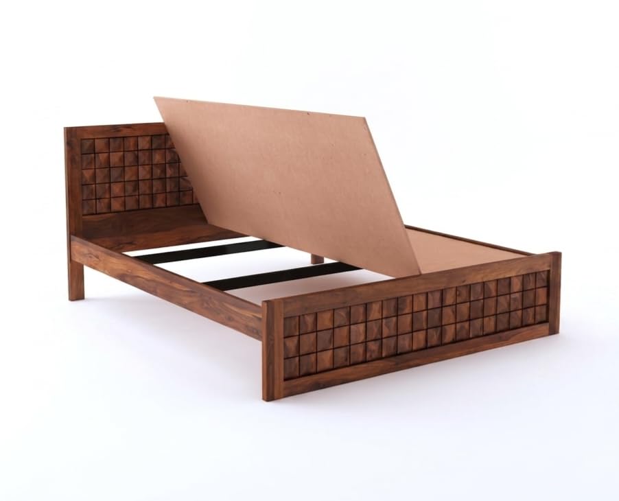 Bhagwati Art Sheesham Bed with 2 Bedside Tables, No Storage – Diamond – view 8