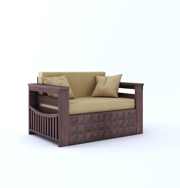 Diamond 2 seater sofa cum bed in sofa mode, Walnut finish