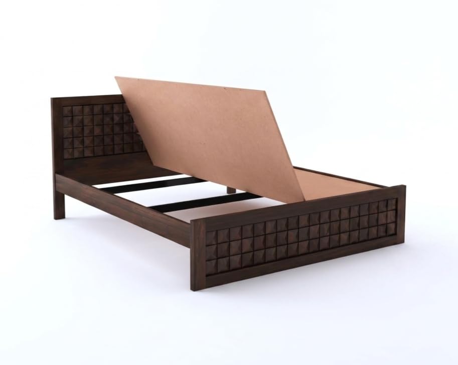 Bhagwati Art Sheesham Bed with 2 Bedside Tables, No Storage – Diamond – view 17