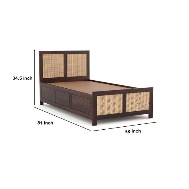 Bhagwati Art Sheesham Single Bed with Box Storage – 4 Jali Rattan Cane – view 9