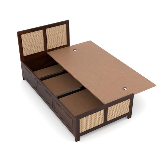 Bhagwati Art Sheesham Single Bed with Box Storage – 4 Jali Rattan Cane – view 10