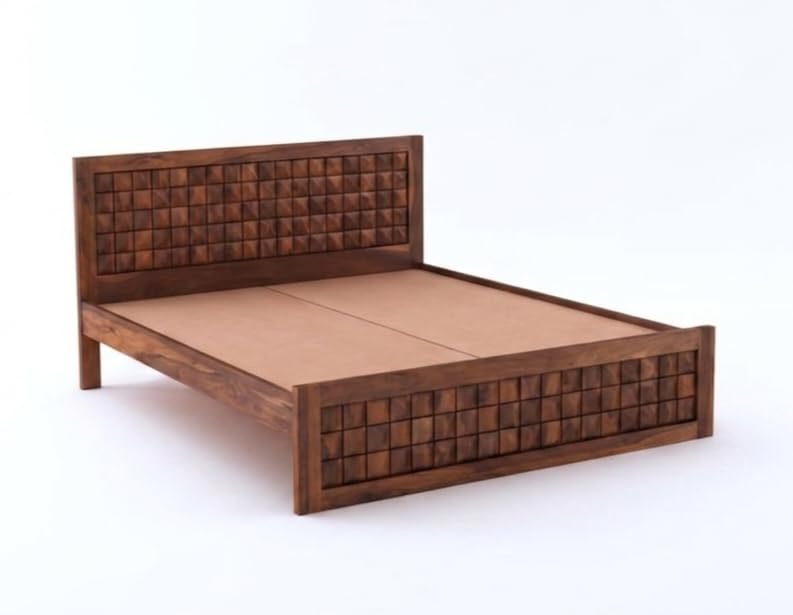 Bhagwati Art Sheesham Bed with 2 Bedside Tables, No Storage – Diamond – view 7
