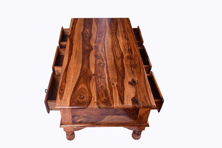 Bhagwati Art Sheesham Wood Coffee Table with Drawer Storage – view 4