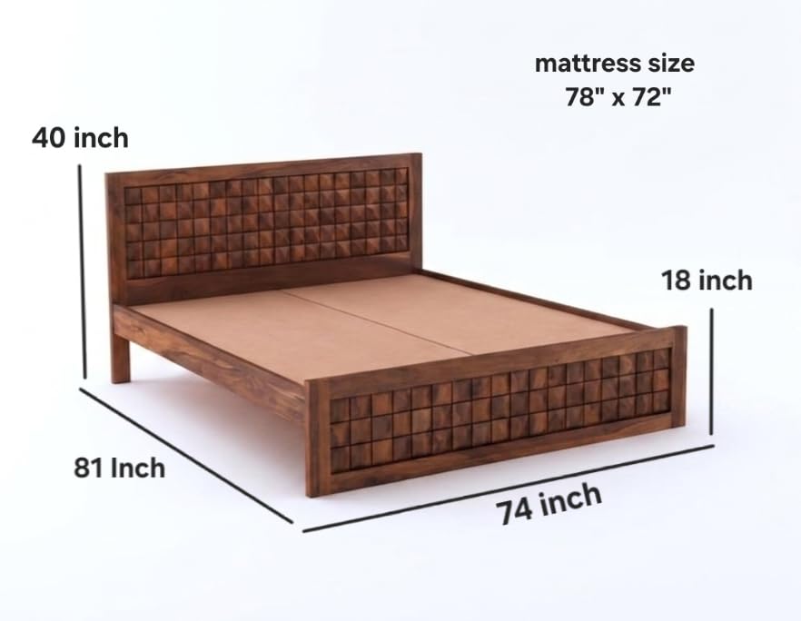 Bhagwati Art Sheesham Wood Bed without Storage – Diamond Design – view 2