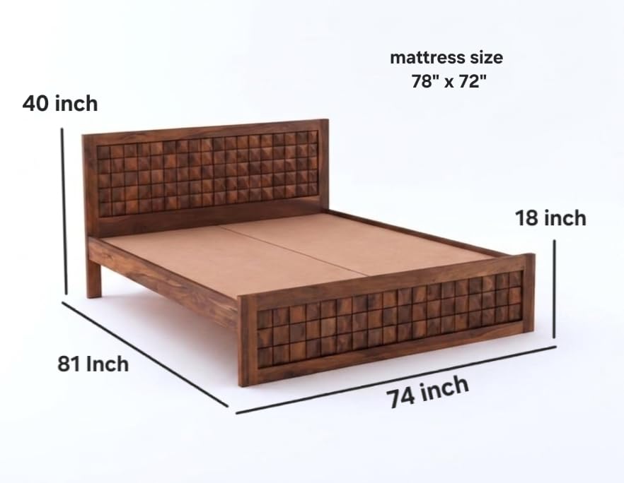 Bhagwati Art Sheesham Bed with 2 Bedside Tables, No Storage – Diamond – view 2
