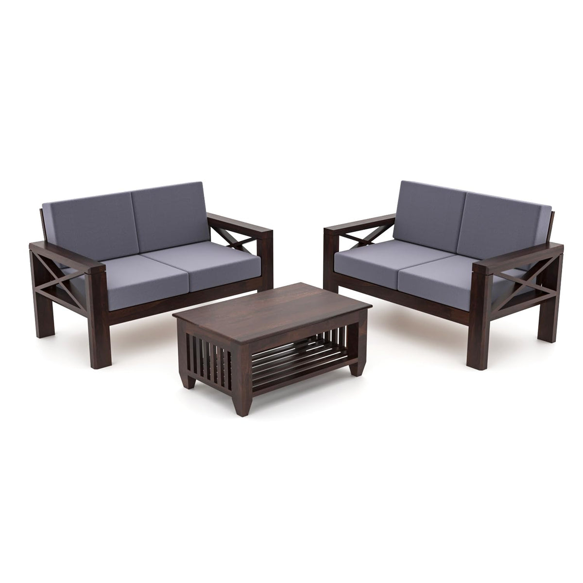 Bhagwati Art Sheesham Wood 4 Seater Sofa with X Design Armrests – view 17