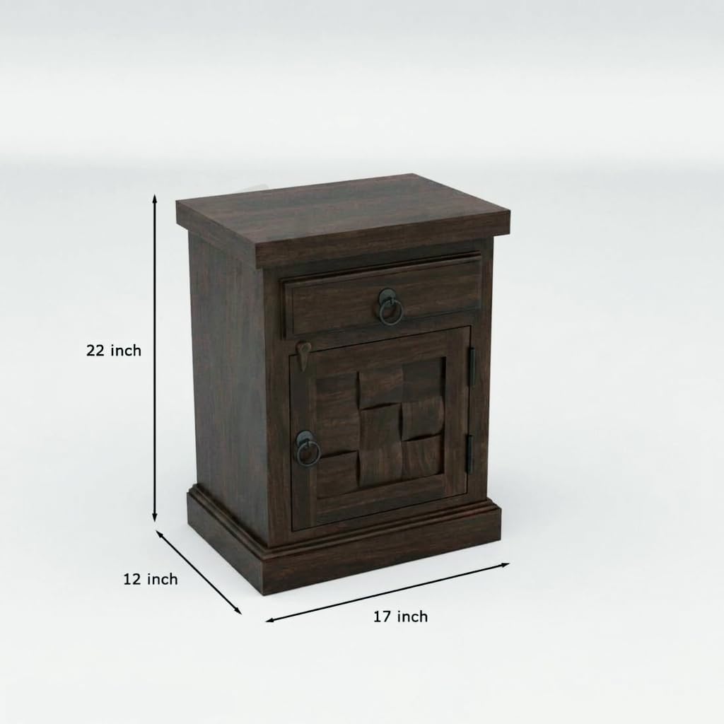 Bhagwati Art Sheesham Bed with Storage & 2 Bedside Tables – Niwar Tile – view 11