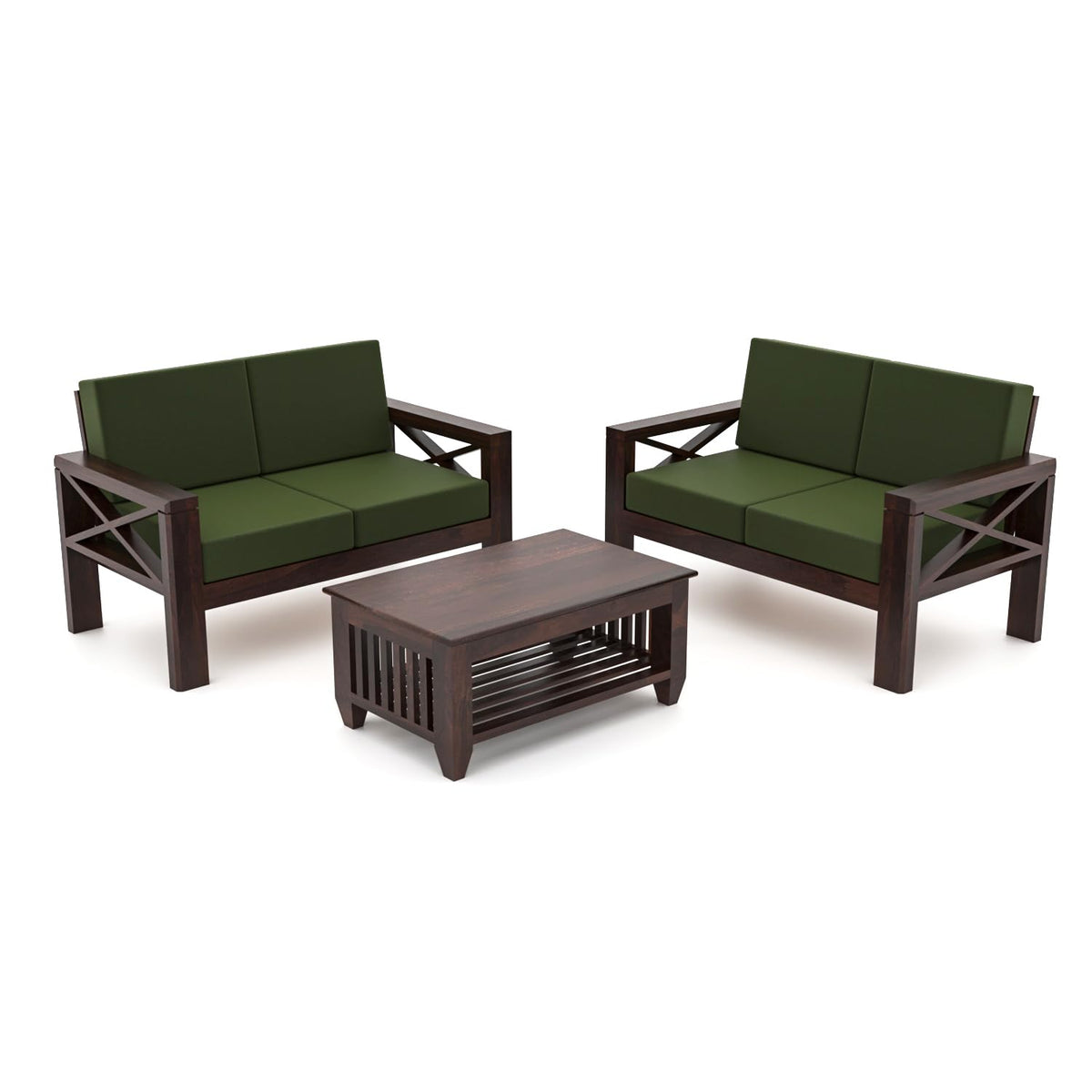 Bhagwati Art Sheesham Wood 4 Seater Sofa with X Design Armrests – view 9