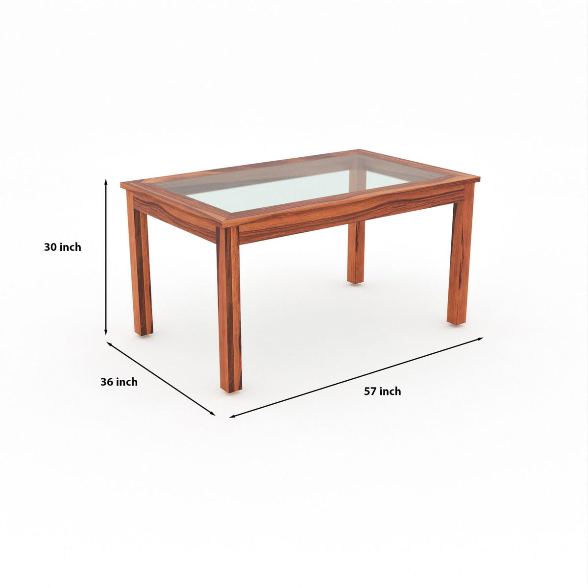 Bhagwati Art Sheesham Wood Dining Set with Urban Glass Top – Plain – view 2