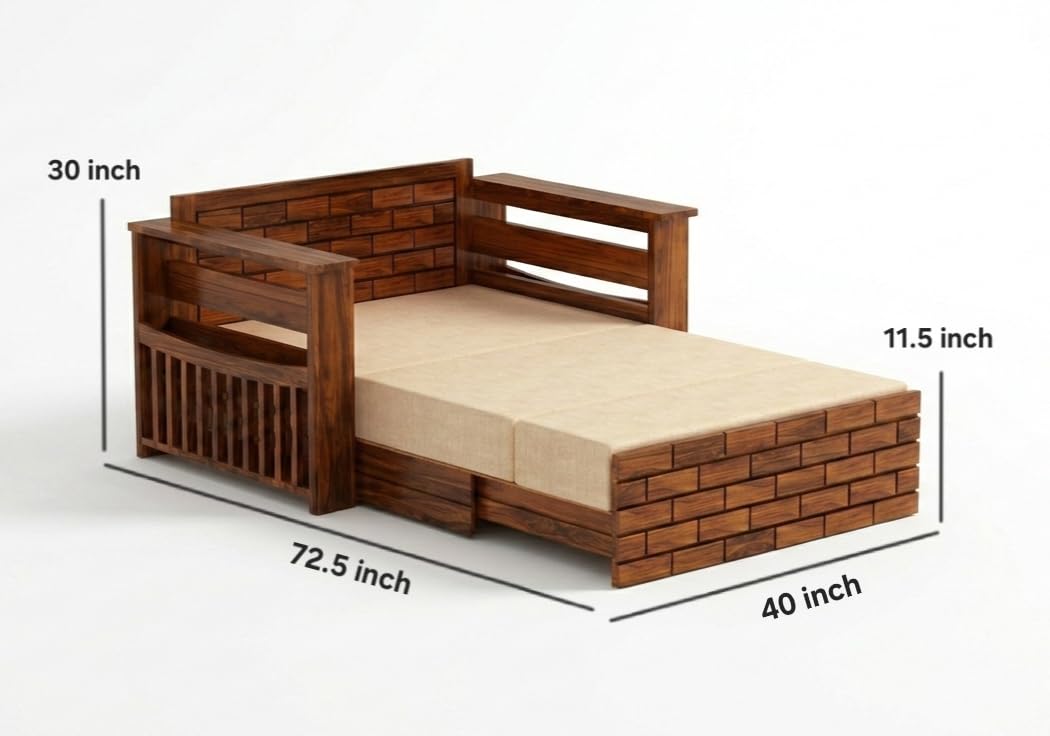 Bhagwati Art Sheesham Wood Sofa Cum Bed with Storage – Full ENT Design – view 2