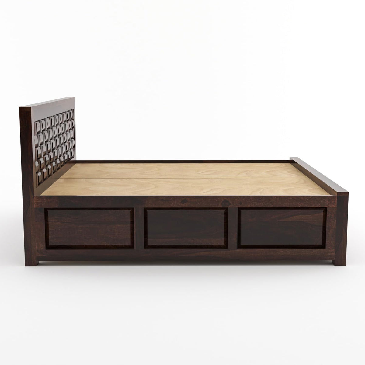 Bhagwati Art Sheesham Bed with Storage & 2 Bedside Tables – Niwar – view 15