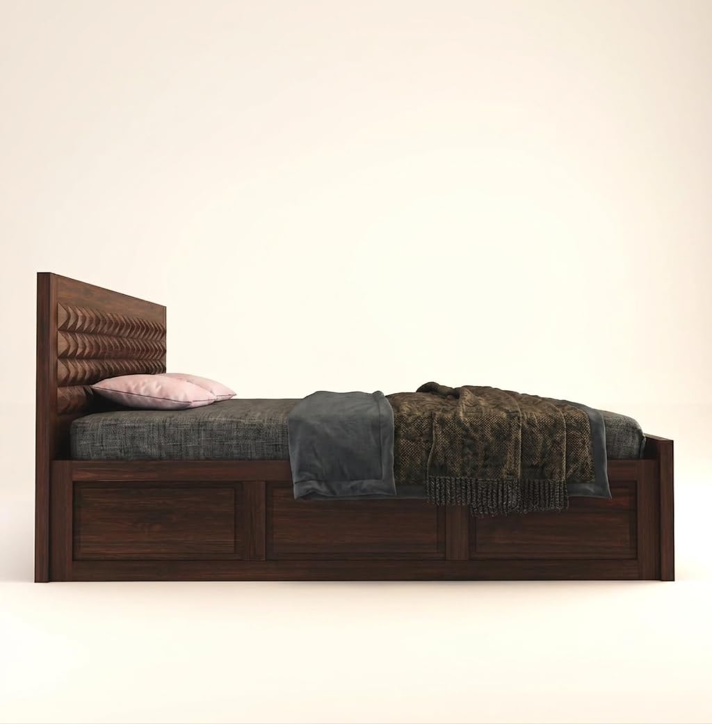 Bhagwati Art Sheesham Wood Bed with Box Storage – Diamond Design – view 12