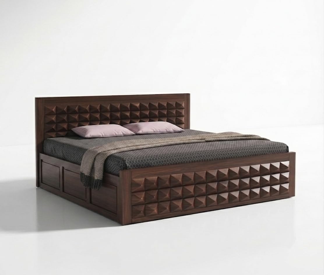 Bhagwati Art Sheesham Wood Bed with Box Storage – Diamond Design – view 11