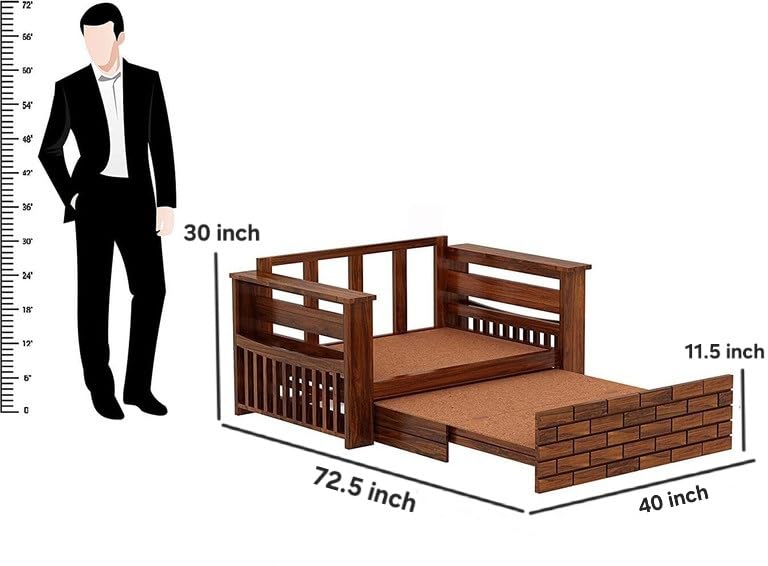 Bhagwati Art Sheesham Wood Sofa Cum Bed with Storage – ENT Design – view 2