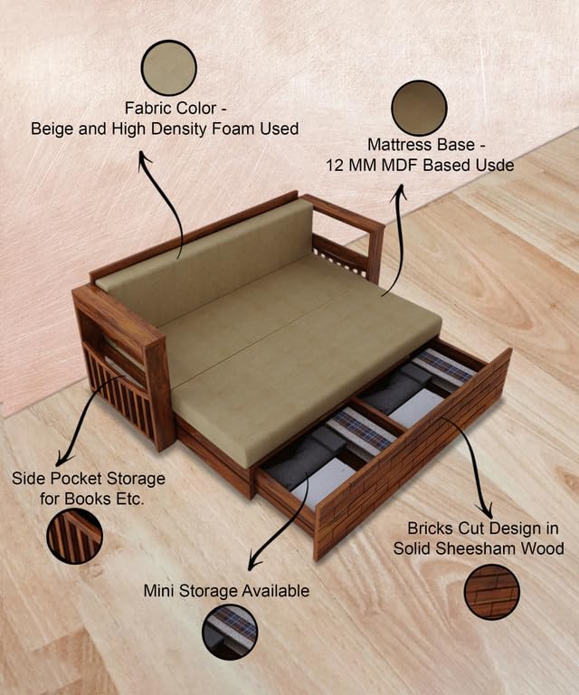 Bhagwati Art Sheesham Wood Sofa Cum Bed with Storage – Full ENT Design – view 19