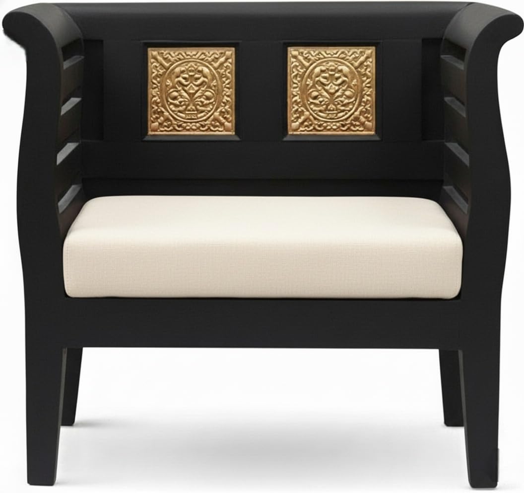 Bhagwati Art Sheesham Wood Thapa Sofa Chair with Cushion – view 18