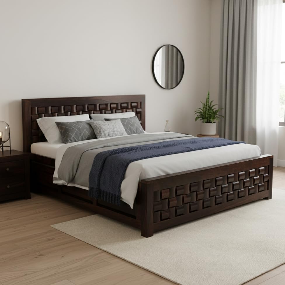 Bhagwati Art Sheesham Wood Bed with Box Storage – Niwar Design – view 15