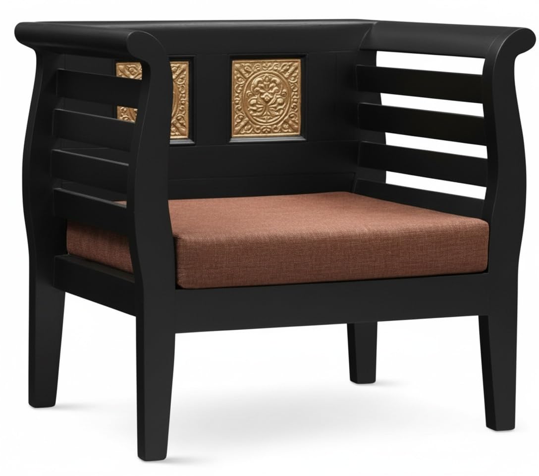 Bhagwati Art Sheesham Wood Thapa Sofa Chair with Cushion – view 10