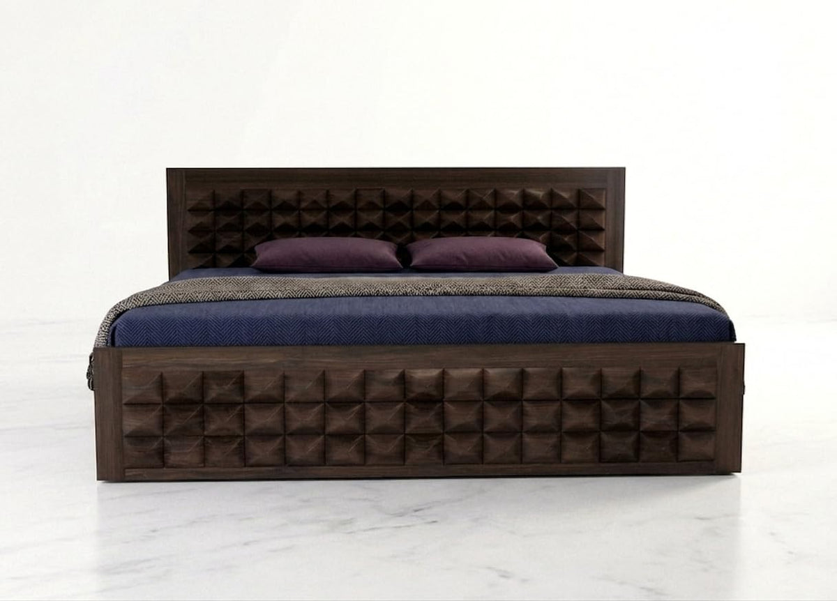 Bhagwati Art Sheesham Wood Bed with Box Storage – Diamond Design – view 13