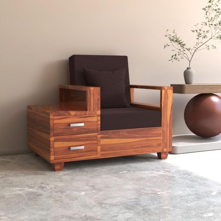 Bhagwati Art Sheesham Wood 1 Seater Sofa with Drawer Storage – view 6