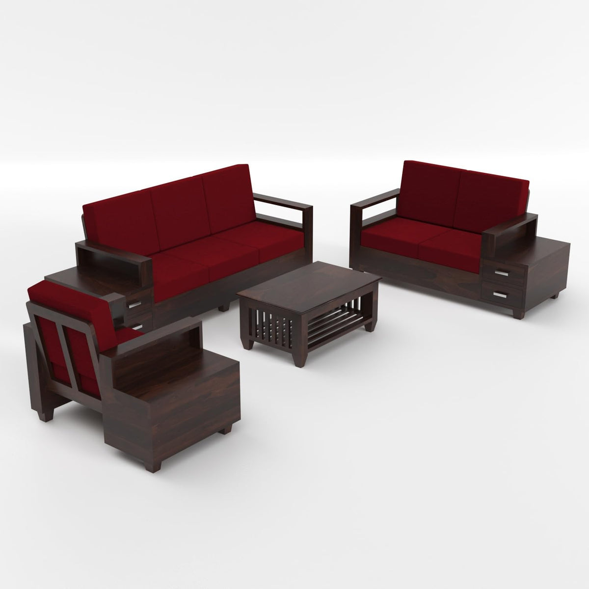 Bhagwati Art Sheesham Wood 6 Seater Sofa Set with Drawer Storage – view 45