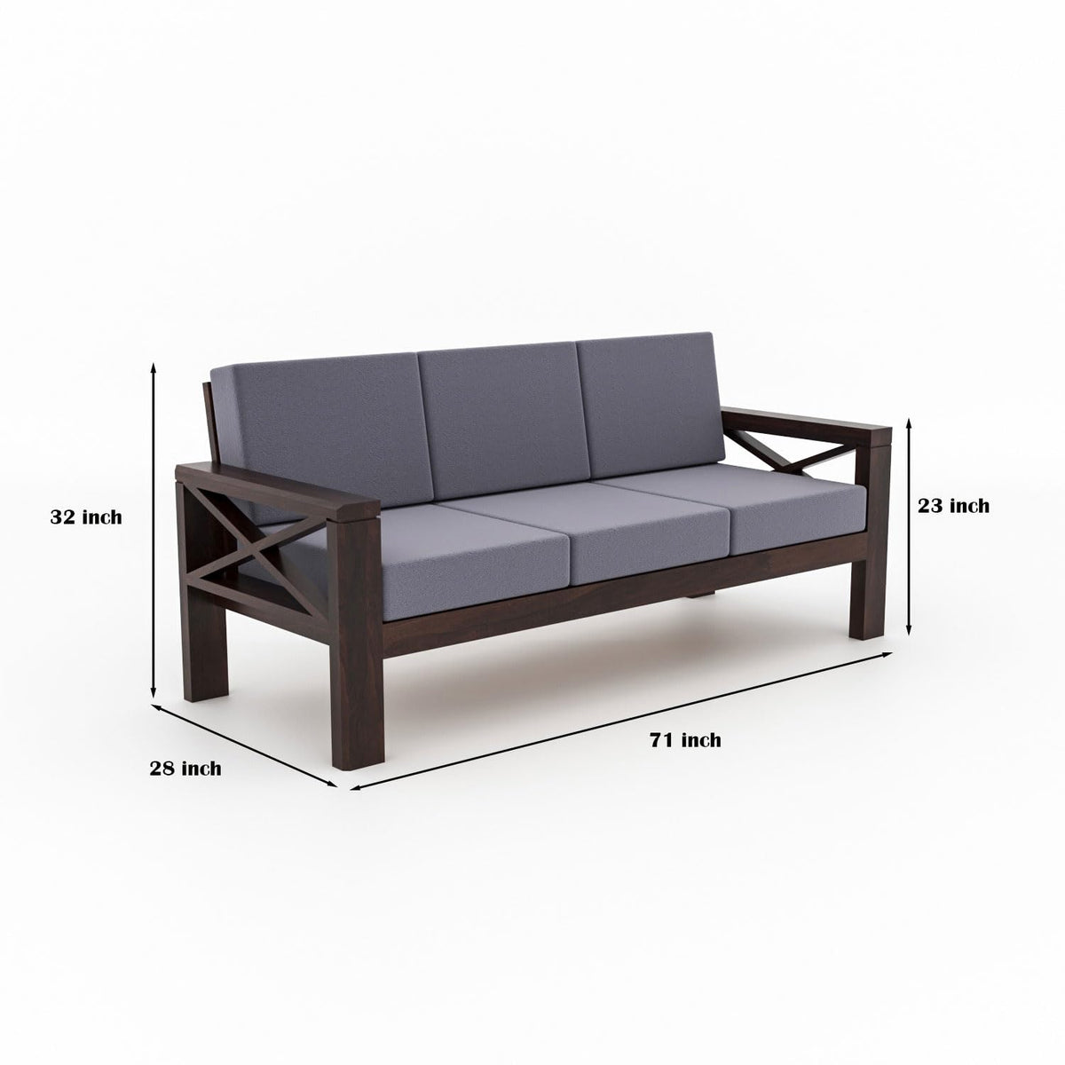 Bhagwati Art Sheesham Wood 7 Seater Sofa Set with X Design Armrests – view 29