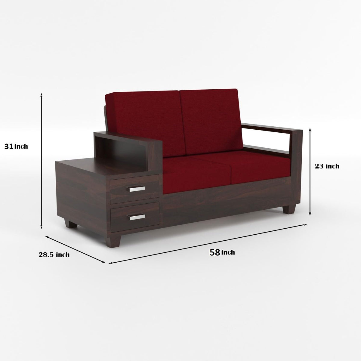 Bhagwati Art Sheesham Wood 4 Seater Sofa Set with Drawer Storage – view 32