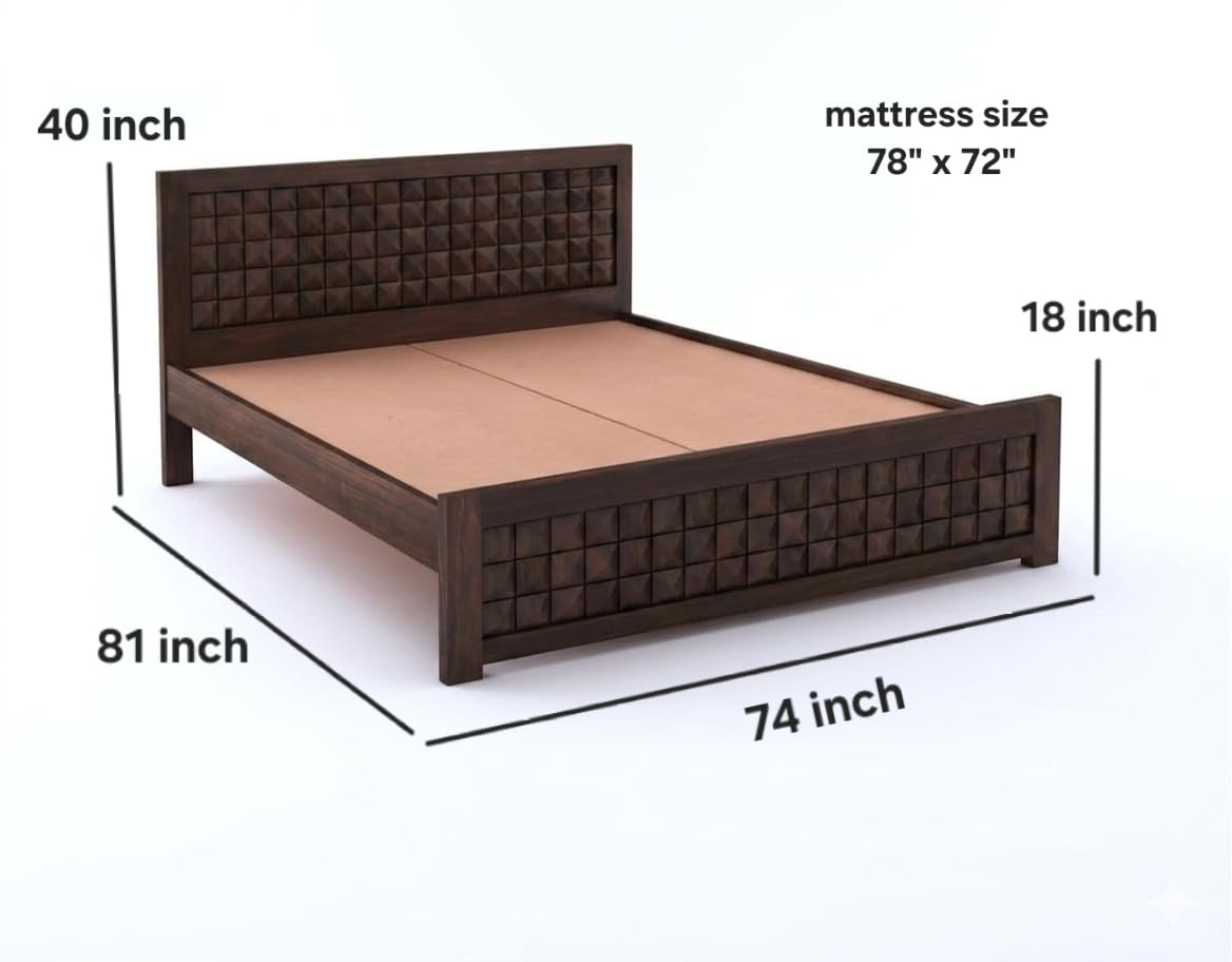 Bhagwati Art Sheesham Bed with 2 Bedside Tables, No Storage – Diamond – view 10
