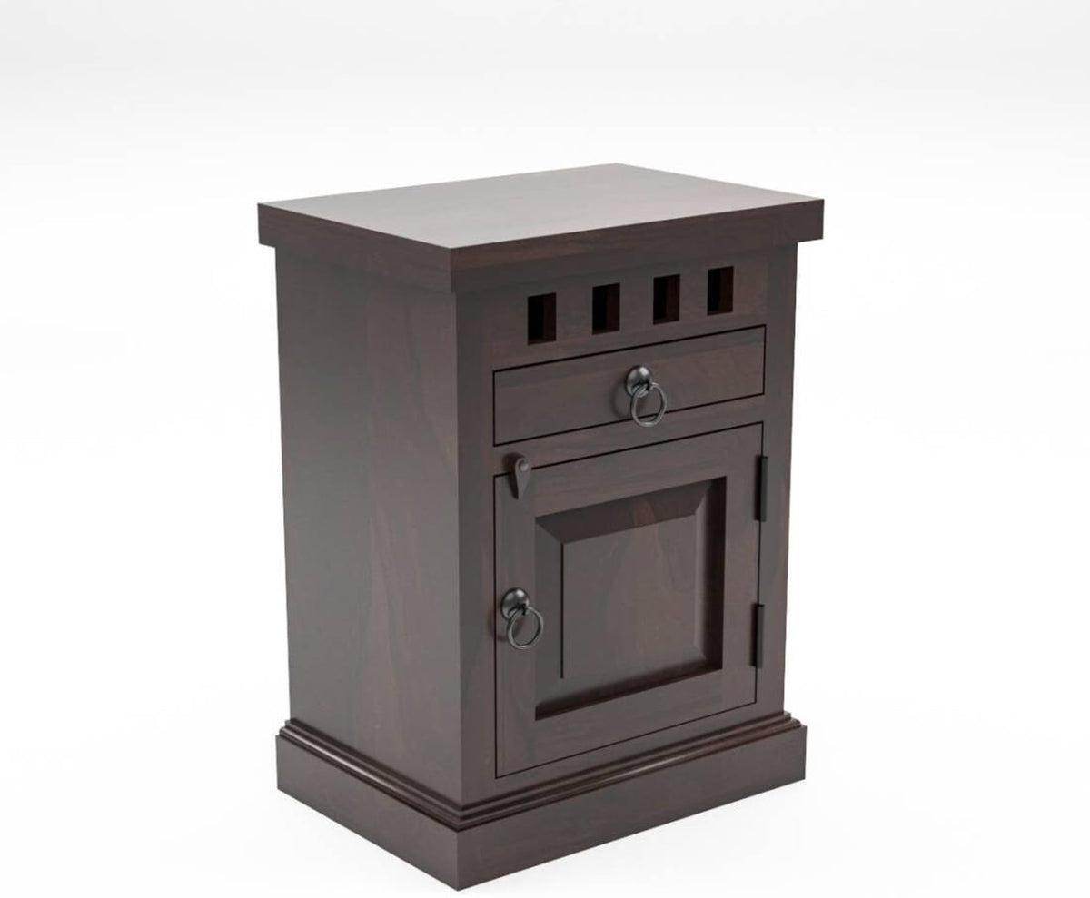 Bhagwati Art Sheesham Wood Bedside Table with Drawer – Kuber Design – view 11
