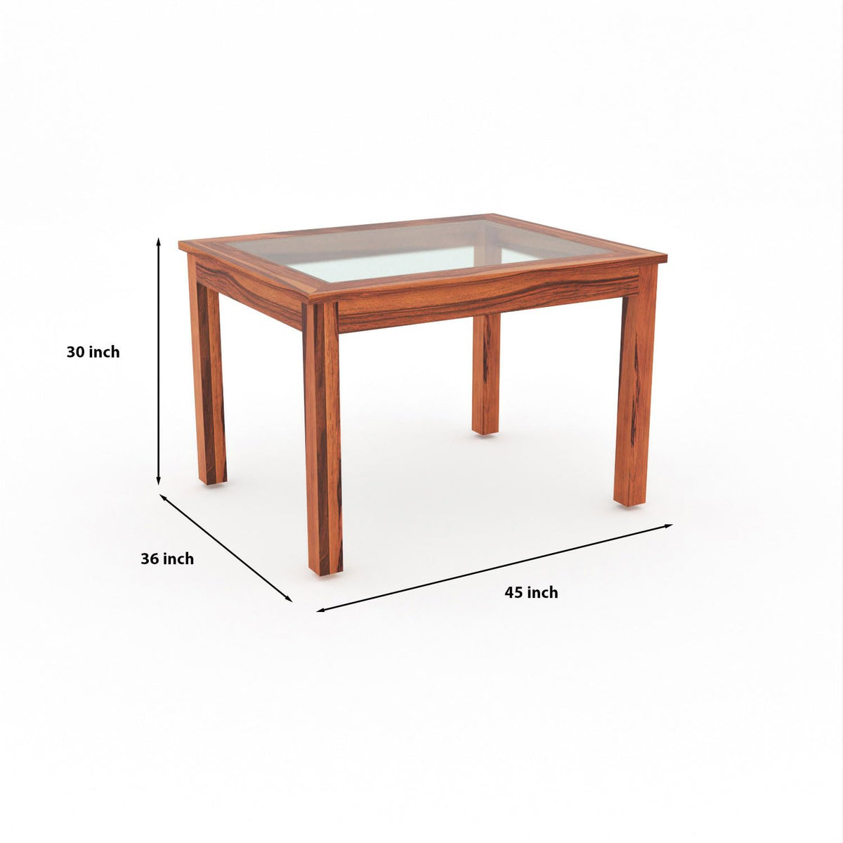 Bhagwati Art Sheesham Wood Dining Set with Glass Top – Plain Design – view 2