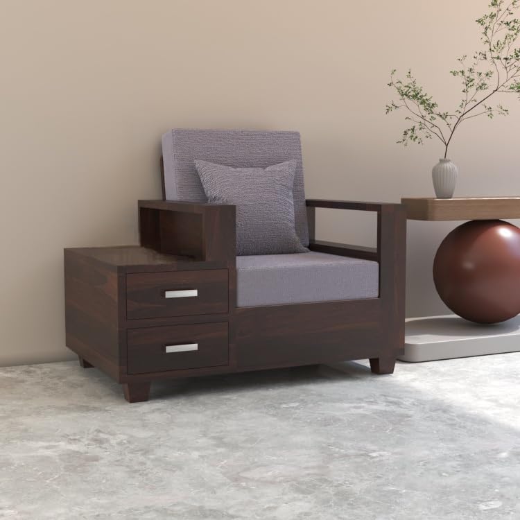 Bhagwati Art Sheesham Wood 1 Seater Sofa with Drawer Storage – view 21