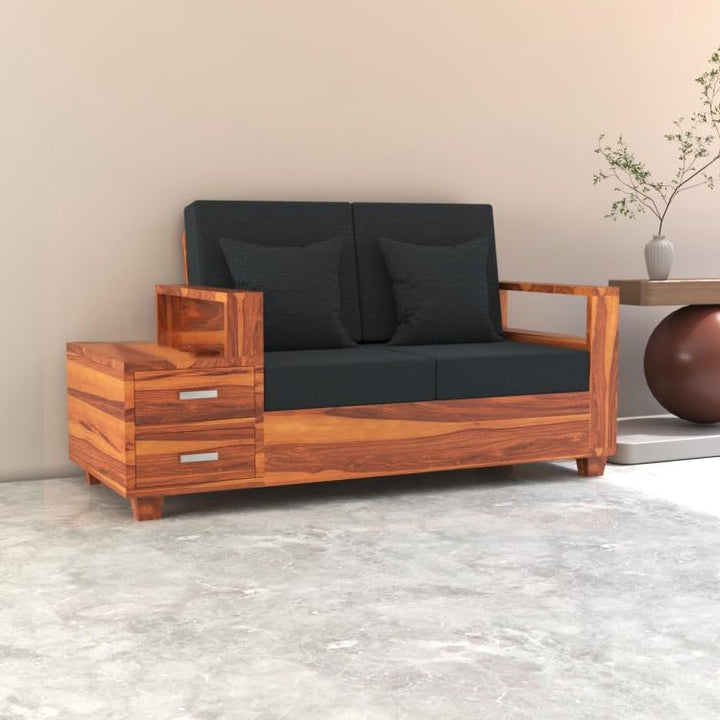 Bhagwati Art Sheesham Wood 2 Seater Sofa with Drawer Storage – view 1