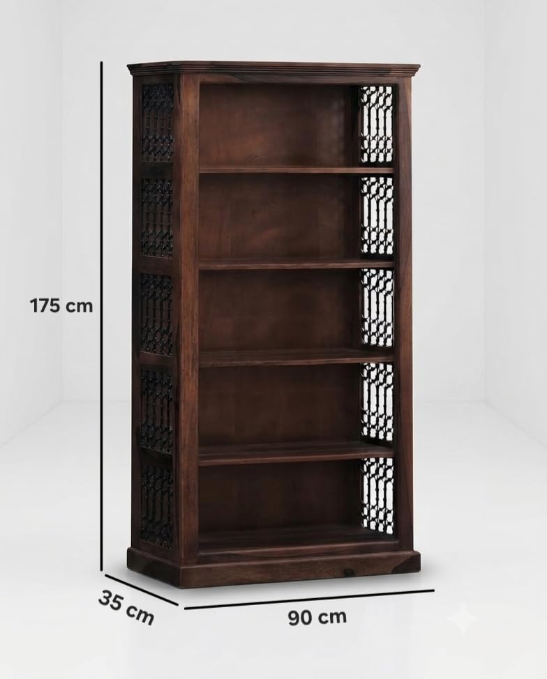 Bhagwati Art Sheesham Wood 5-Shelf Bookshelf – Jaali Design – view 11