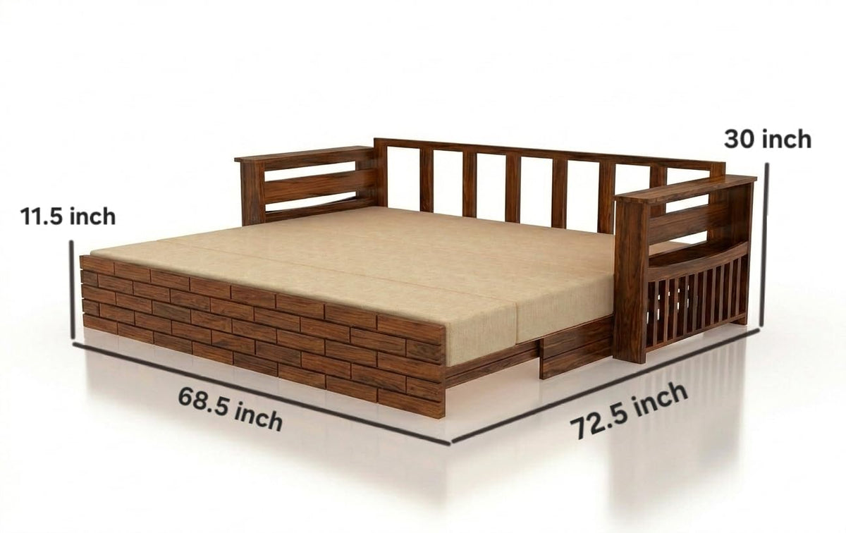 Bhagwati Art Sheesham Wood Sofa Cum Bed with Storage – ENT Design – view 20