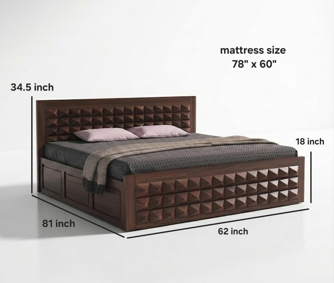Bhagwati Art Sheesham Wood Bed with Box Storage – Diamond Design – view 19