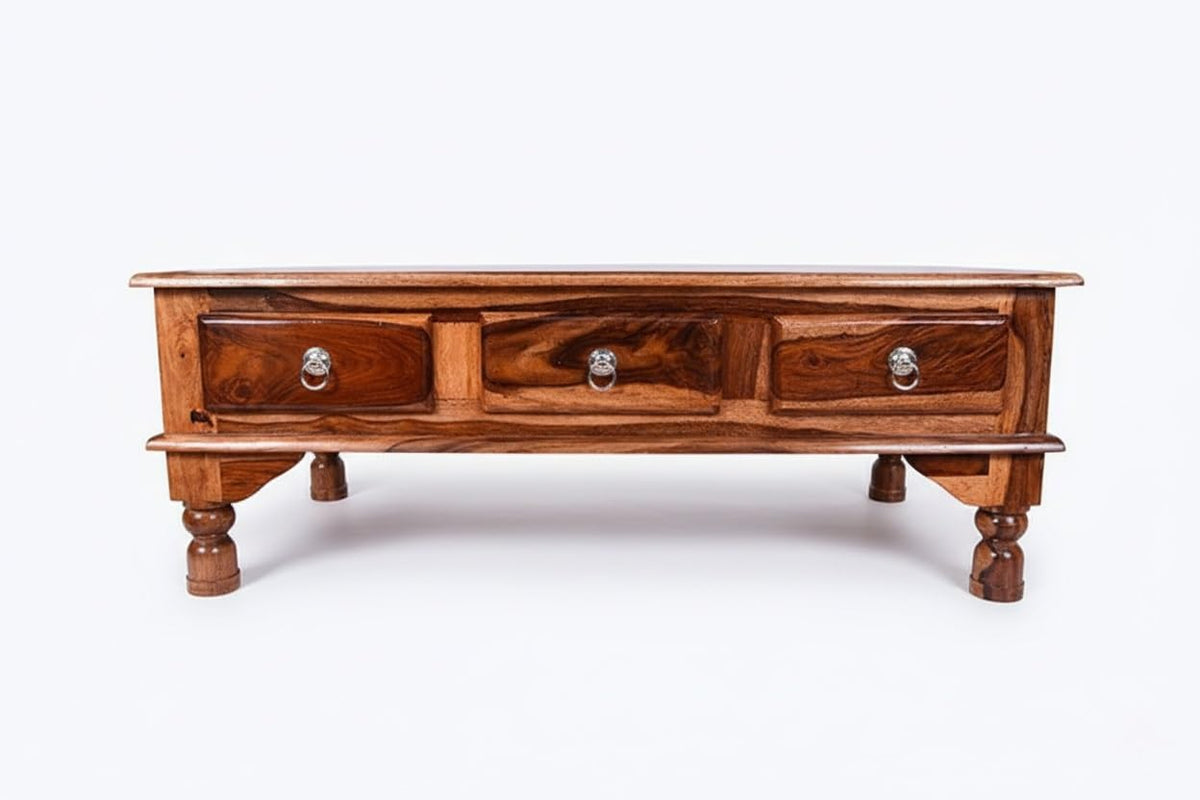 Bhagwati Art Sheesham Wood Coffee Table with Drawer Storage – view 2