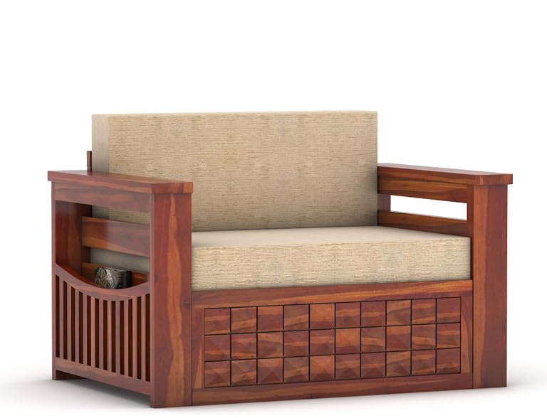 Diamond 2 seater sofa cum bed in sofa mode, Honey finish