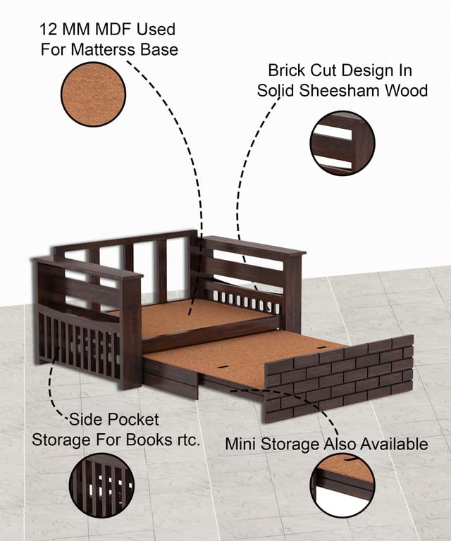 Bhagwati Art Sheesham Wood Sofa Cum Bed with Storage – ENT Design – view 12