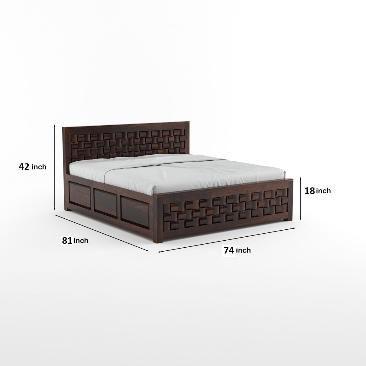 Bhagwati Art Sheesham Wood Bed with Box Storage – Niwar Design – view 9