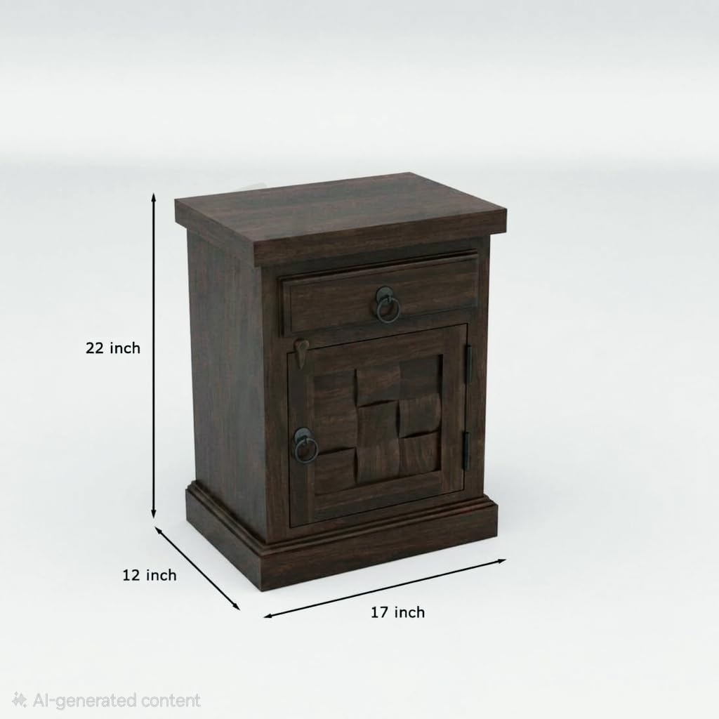 Bhagwati Art Sheesham Bed with Storage & 2 Bedside Tables – Niwar Tile – view 24