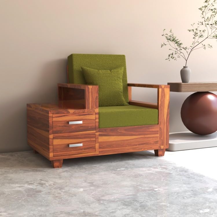 Bhagwati Art Sheesham Wood 1 Seater Sofa with Drawer Storage – view 11