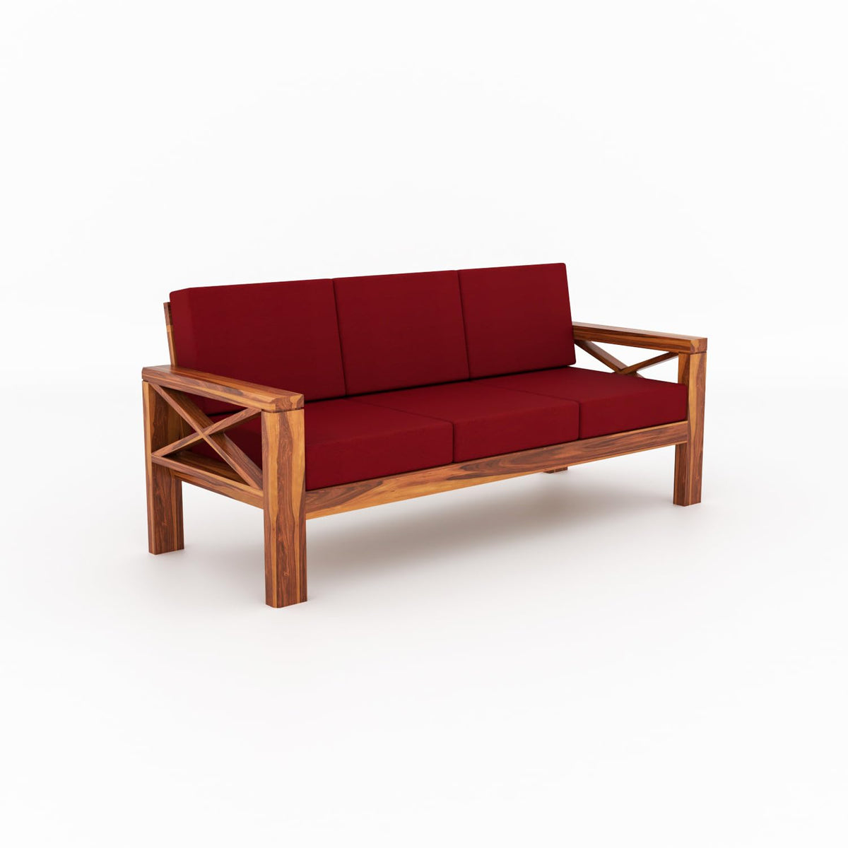 Bhagwati Art Sheesham Wood 7 Seater Sofa Set with X Design Armrests – view 42