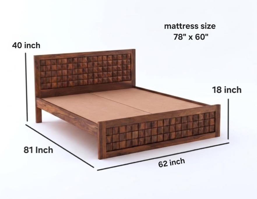 Bhagwati Art Sheesham Wood Bed without Storage – Diamond Design – view 16