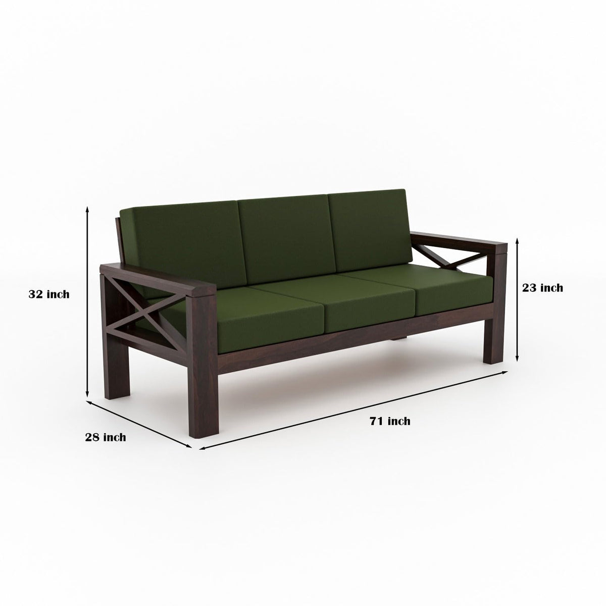 Bhagwati Art Sheesham Wood 7 Seater Sofa Set with X Design Armrests – view 21