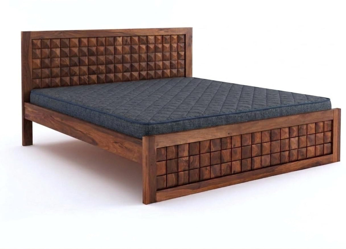 Bhagwati Art Sheesham Wood Bed without Storage – Diamond Design – view 17