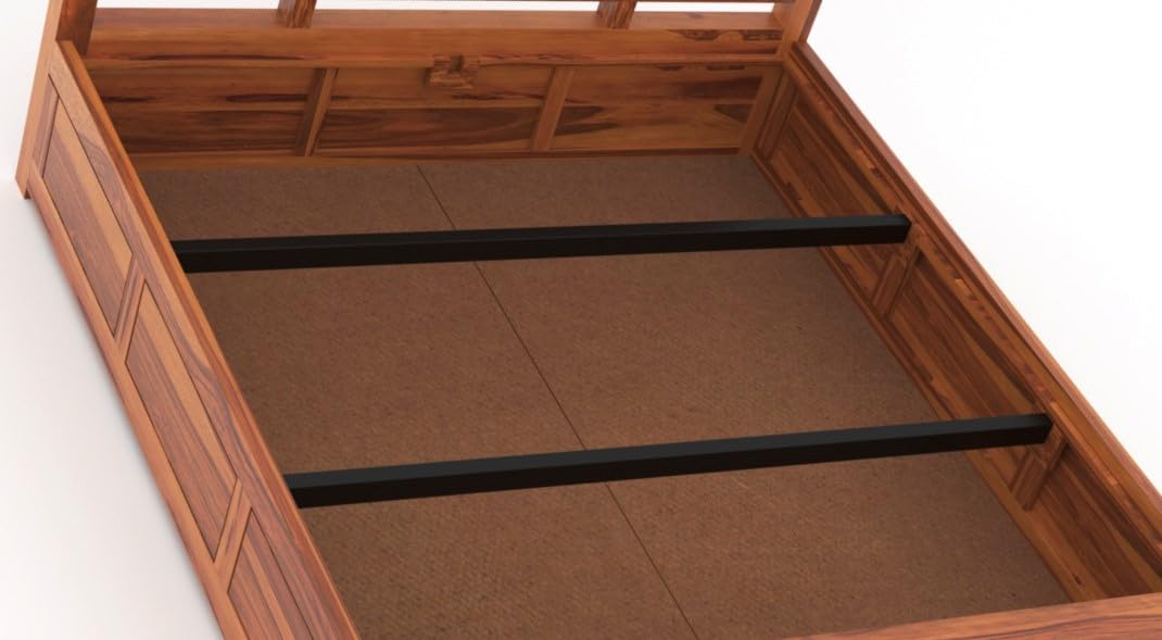 Bhagwati Art Sheesham Wood Bed with Box Storage – Tile Dalla Design – view 5
